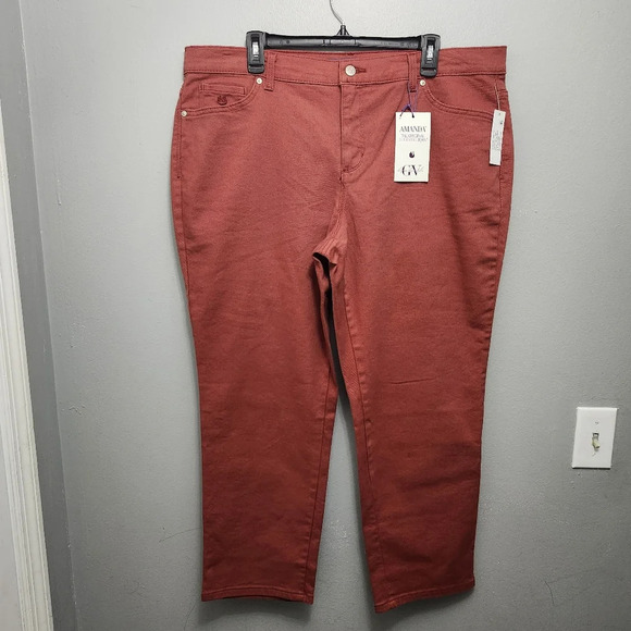 Gloria Vanderbilt women's Amanda jeans autumn blaze orange size 18WS sho… - Picture 1 of 7